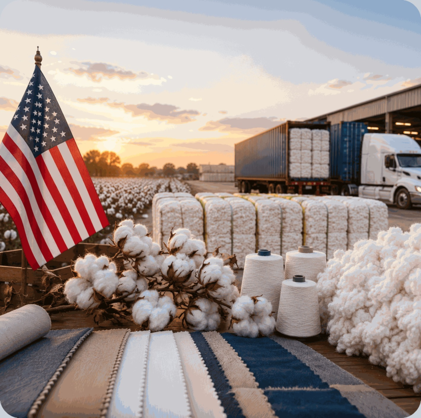 United States cotton origin, export logistics, yarn and fabric